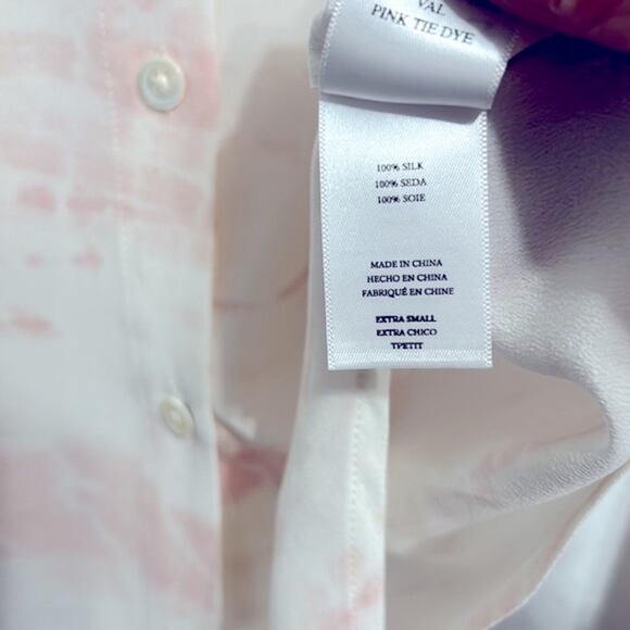 Rails Val Tie-dye Pink and White 100% Silk Button-down Shirt size xs - Picture 8 of 10